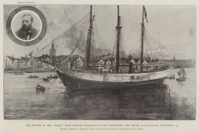 O Retorno do Fram com a Expedição ao Ártico do Capitão Sverdrup, o Navio em Stavanger, 19 de setembro de Joseph Holland Tringham