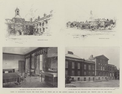 Vistas do Palácio de Kensington, as Salas de Estado das quais são, pelo Comando da Rainha, para serem restauradas e abertas ao público. de Joseph Holland Tringham