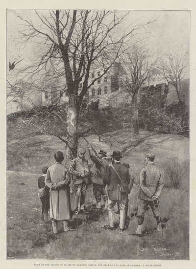 Visita do Príncipe de Gales ao Castelo de Lambton, a sede do Conde de Durham, um Royal Shoot de Joseph Holland Tringham