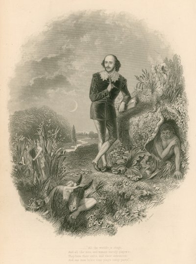 Retrato de Shakespeare, com várias de suas criações de Joseph Kenny Meadows