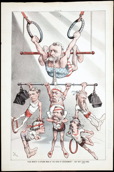 Puck quer "um homem forte à frente do governo" - mas não este tipo, 1880 de Joseph Keppler