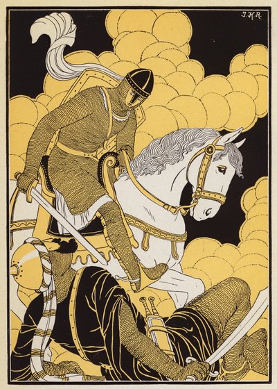 Le Combat de Guillaume Contre le Geant Corsolt (litografia a cores) de Joseph Kuhn Regnier