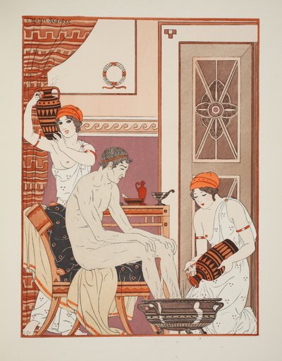 Banhando os pés, ilustração de &39;The Works of Hipócrates&39;, 1934 de Joseph Kuhn Regnier
