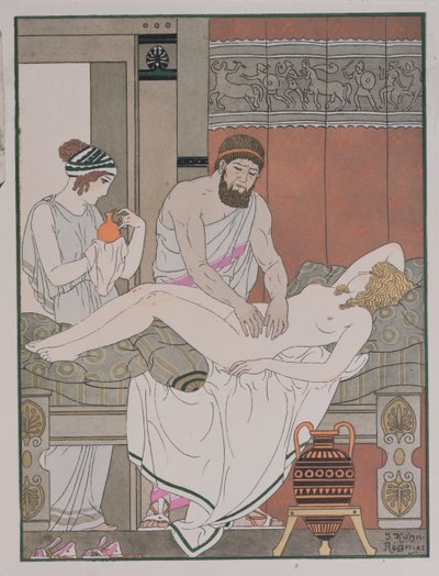 Exame de um paciente, ilustração de &39;The Complete Works of Hipócrates&39;, 1932 de Joseph Kuhn Regnier