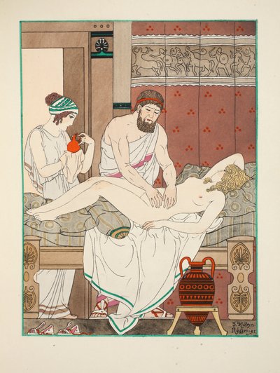 Massagem médica, ilustração de &39;The Works of Hippocrates&39;, 1934 de Joseph Kuhn Regnier