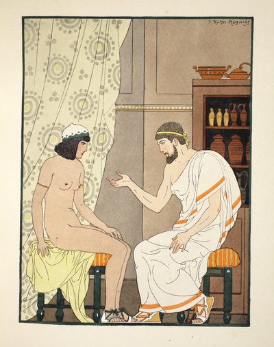 Assentos de igual altura, ilustração de &39;The Works of Hippocrates&39;, 1934 de Joseph Kuhn Regnier