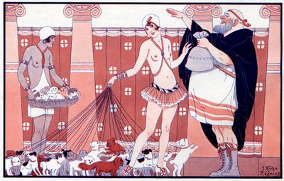 Três Prix Féminins - Prêmio da pequena vovó de uma grande família - ilustração de la Vie Parisienne 1919 de Joseph Kuhn Regnier