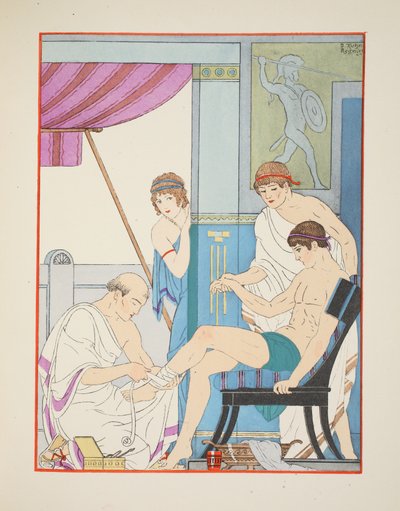 Soldado ferido, ilustração de &39;The Works of Hipócrates&39;, 1934 de Joseph Kuhn Regnier