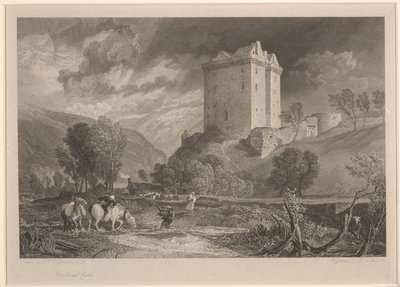 Castelo de Borthwick (Antiguidades Provinciais e Cenário Pitoresco da Escócia), gravado por Henry Le Keux (1775-1851) de Joseph Mallord William (after) Turner
