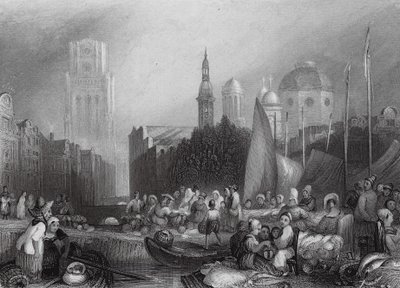 Mercado do peixe, Roterdão (gravura) de Joseph Mallord William (after) Turner