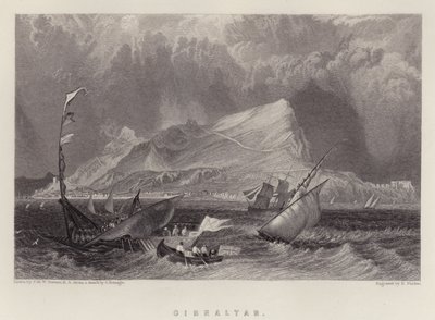 Gibraltar (cor litho) de Joseph Mallord William (after) Turner