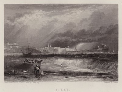 Sidon (cor litho) de Joseph Mallord William (after) Turner