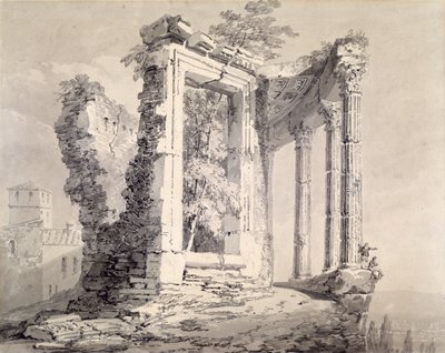 Templo da Sibila, Tivoli (lápis e aquarela sobre papel) de Joseph Mallord William (attr.to) Turner