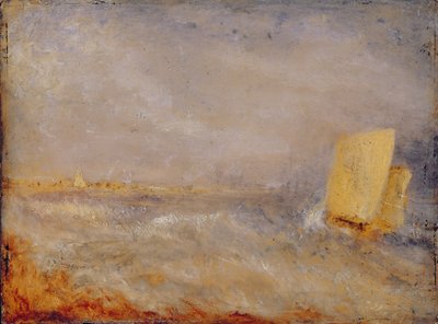 Um barco à vela ao largo de Deal, c.1835 (óleo sobre cartão) de Joseph Mallord William Turner
