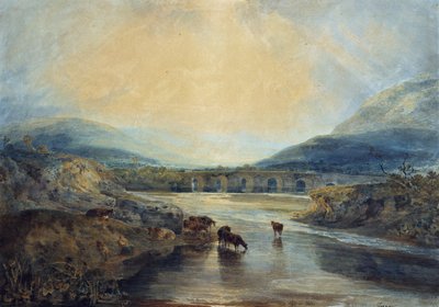 Abergavenny Bridge, Monmouthshire: compensação após um dia chuvoso de Joseph Mallord William Turner