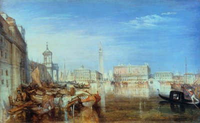 Ponte dos Suspiros, Palácio Ducal e Alfândega, Veneza: Pintura de Canaletti, 1833 de Joseph Mallord William Turner