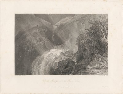 Ponte Chain sobre o rio Tees, 1838 (gravura & gravura) de Joseph Mallord William Turner