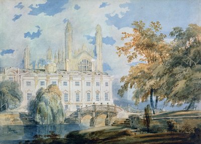 Clare Hall e West End de King&39;s College Chapel, Cambridge, às margens do rio Cam de Joseph Mallord William Turner