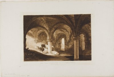 Cripta da Abadia de Kirkstall, placa 39 de Liber Studiorum de Joseph Mallord William Turner