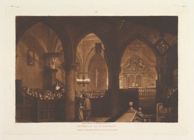 Interior de uma igreja Liber Studiorum, parte XIV, placa 70, 1 de janeiro de 1819. de Joseph Mallord William Turner