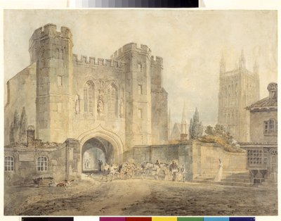Porta do Rei Edgar, Worcester (aguarela sobre lápis em papel branco) de Joseph Mallord William Turner