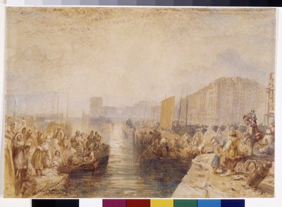 Le Havre: Pôr-do-sol (aguarela reforçada com caneta e tinta vermelha sobre papel branco) de Joseph Mallord William Turner