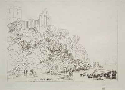 Liber Studiorum: Abadia de Dumblain, Escócia. de Joseph Mallord William Turner