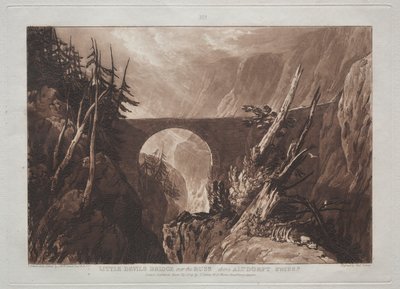 Liber Studiorum: Ponte do Pequeno Diabo sobre o Russ, acima de Altdorft, Suíça de Joseph Mallord William Turner