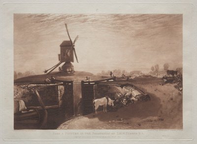 Liber Studiorum: Moinho de Vento e Bloqueio. de Joseph Mallord William Turner