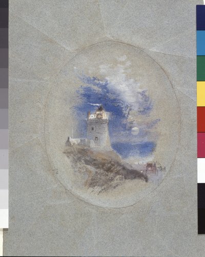 Farol Lowestoffe (guache em papel azul) de Joseph Mallord William Turner