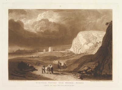 Martello Towers perto de Bexhill, Sussex Liber Studiorum, parte VII, chapa 34, junho de 1811. de Joseph Mallord William Turner