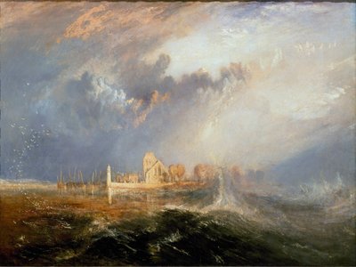 Quillebeuf at the mouth of the Seine (Quillebeuf-sur-Seine, Quillebeuf sur Seine) in Normandy" Pintura de Joseph Mallord William Turner (1775-1851) 1833 Dim. 92,5x123,2 cm Lisboa. Museu Calouste Gulbenkian de Joseph Mallord William Turner