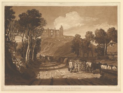 St. Catharines Hill, perto de Guilford Liber Studiorum, parte VII, placa 33, junho de 1811. de Joseph Mallord William Turner