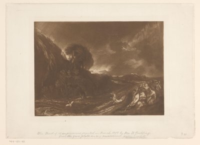 Paisagem tempestuosa com inundações e pessoas se afogando O Dilúvio Estudos de paisagem (título da série) Liber Studiorum (título da série) de Joseph Mallord William Turner