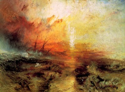 The Slave Ship Slavers jogando ao mar os mortos e moribundos, Typhon Coming On, 1840. de Joseph Mallord William Turner