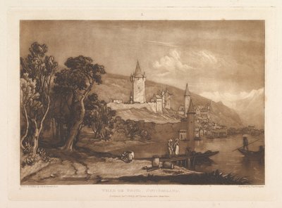 Ville de Thun, Suíça, Sala de Estudo Liber, Parte XII, chapa 59, 1 de janeiro de 1816. de Joseph Mallord William Turner