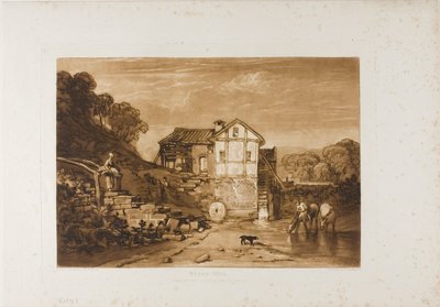 Moinho de água, placa 37 de Liber Studiorum de Joseph Mallord William Turner