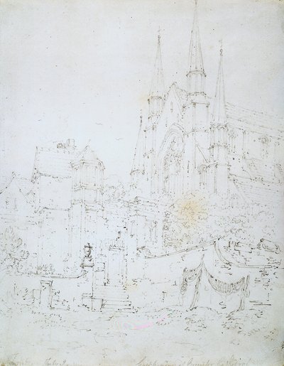Janela Oeste, Catedral de Worcester (lápis sobre papel branco) de Joseph Mallord William Turner
