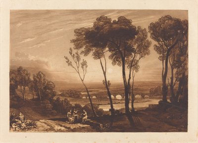 A Ponte na Distância Média de Joseph Mallord William Turner and Charles Turner