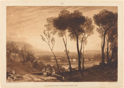 A Ponte na Distância Média de Joseph Mallord William Turner and Charles Turner