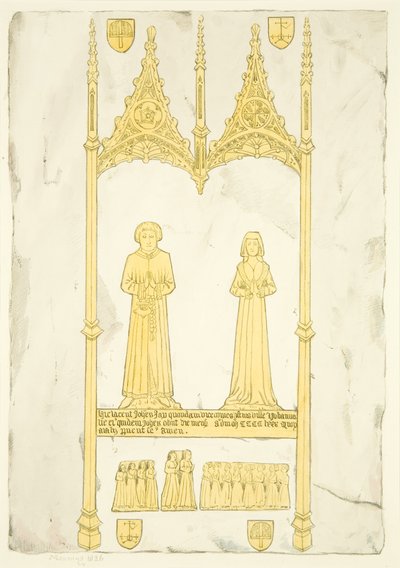 Latão de John e Johanna Jay em St Mary Redcliffe (aguarela sobre papel) de Joseph Manning