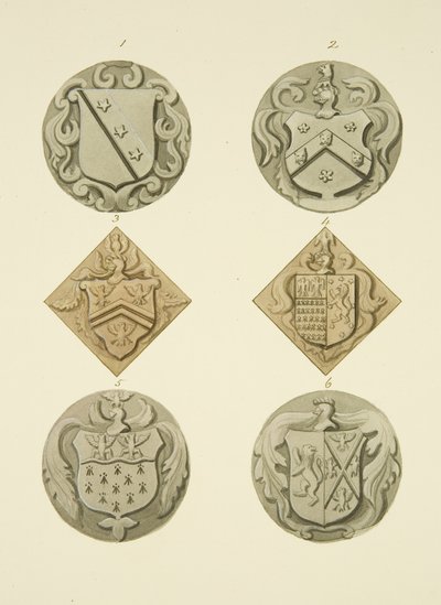 Brasões em pedras da Igreja de São Tomás (aguarela em papel) de Joseph Manning