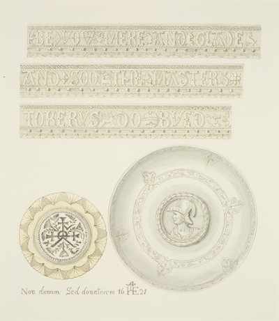 Detalhes de Mazer Bowl e Tazza (aguarela sobre papel) de Joseph Manning