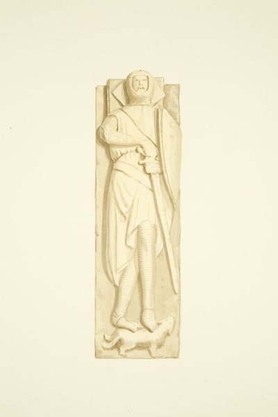 Efígie de Robert de Berkeley em St Mary Redcliffe (aguarela sobre papel) de Joseph Manning
