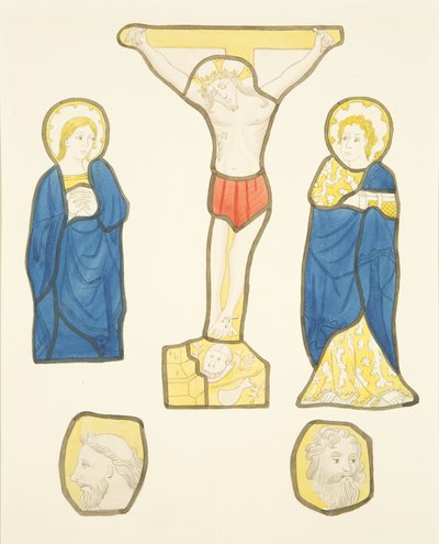 Figuras em vitrais em vitral privado no Palácio do Bispo (aguarela sobre papel) de Joseph Manning