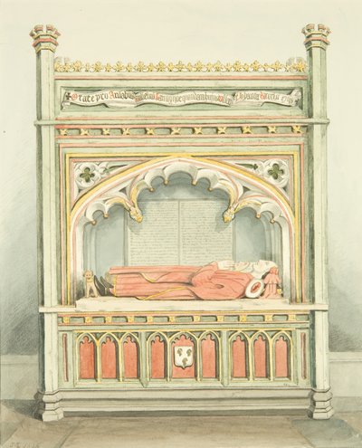 Monumento a William Canynges em St Mary Redcliffe (aguarela sobre papel) de Joseph Manning