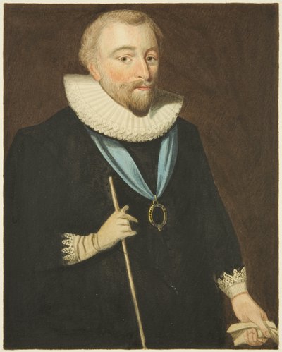 Retrato na Casa do Conselho de Richard Weston, Conde de Portland (lápis e aguarela sobre papel) de Joseph Manning