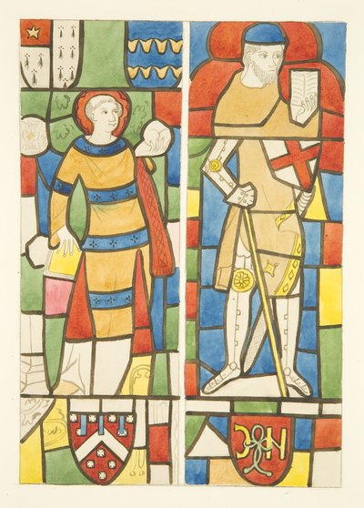 Vidro manchado nas janelas norte e sul do coro da Catedral de Bristol (aguarela sobre papel) de Joseph Manning