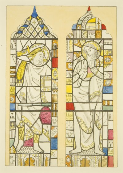Vidro manchado na janela norte, transepto norte de St Mary Redcliffe (aguarela sobre papel) de Joseph Manning