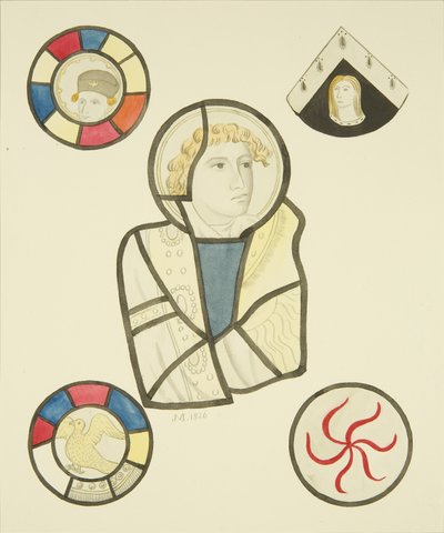 Vidro manchado na janela norte da capela de St Mary Redcliffe (aguarela sobre papel) de Joseph Manning